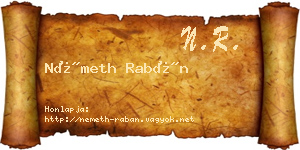 Németh Rabán névjegykártya